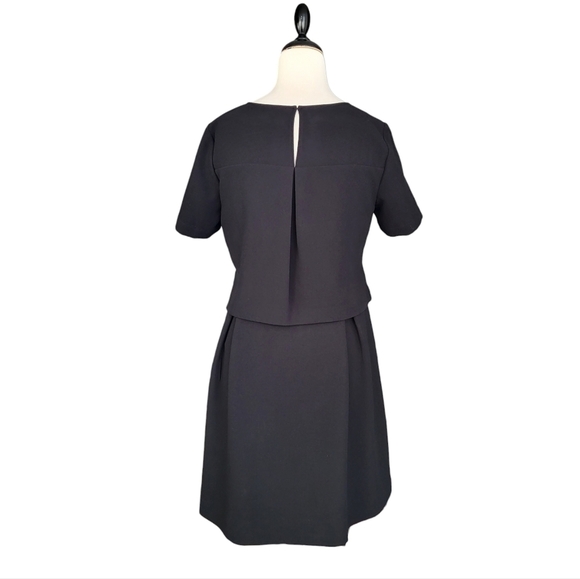Madewell Folio Tiered Crepe Short Sleeve Hi-Lo Solid Black Mini Dress Size 6 nov - Picture 7 of 14
